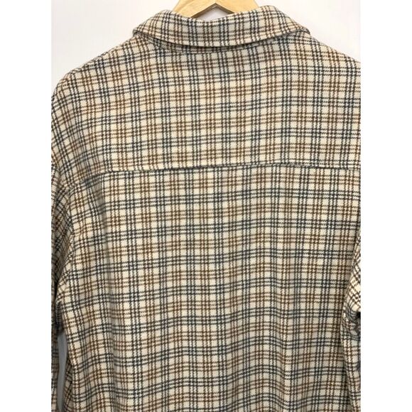Paper Crane Women's Flannel Shirt Shacket Size Large Neutral Classic h59 - Picture 4 of 15